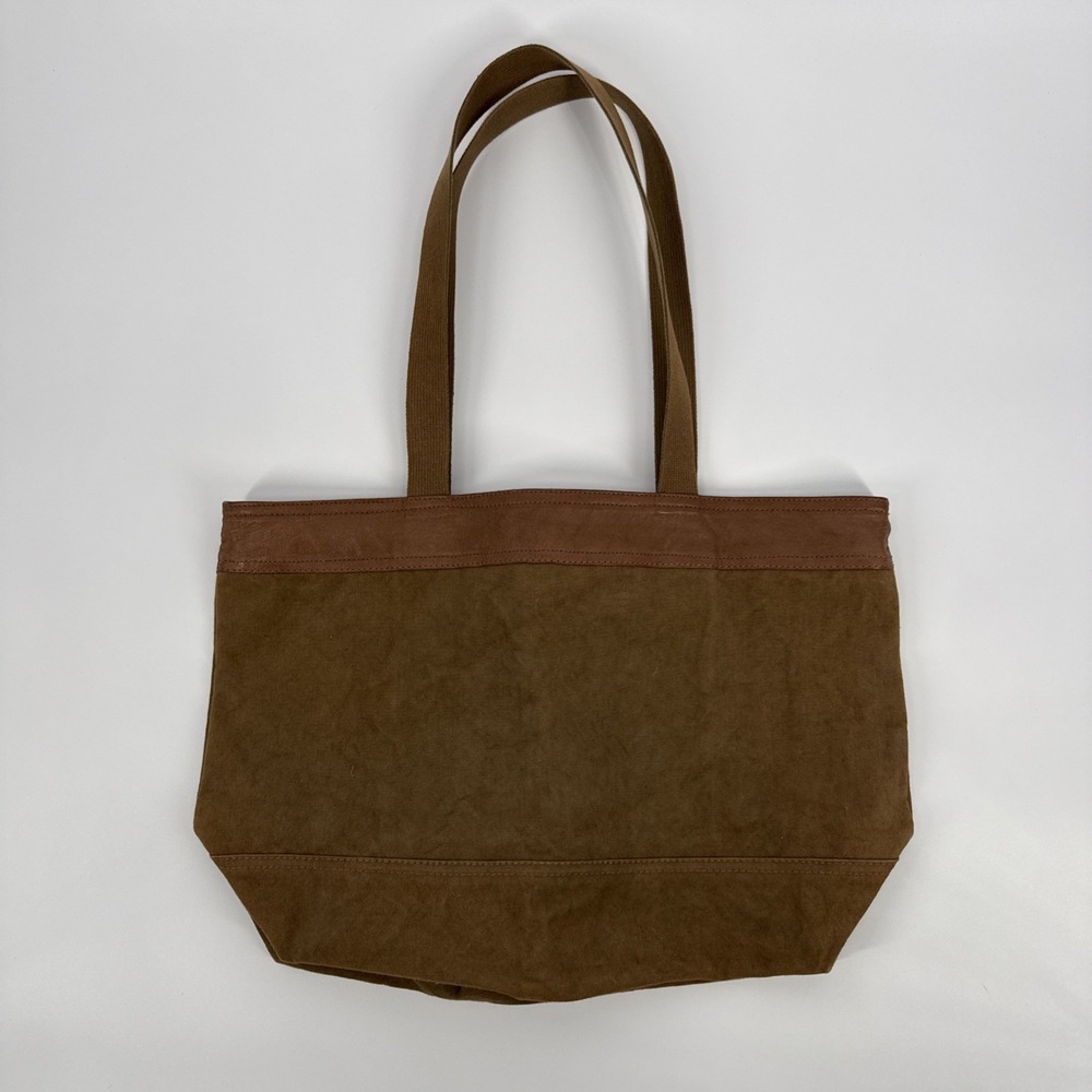 Vintage Banana Republic Brown Canvas Leather Tote Bag Made in Italy Large